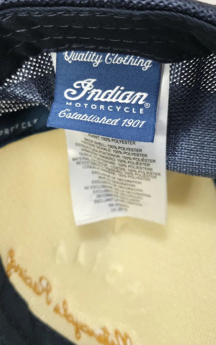 Indian Motorcycle Racing Navy and Cream Trucker Cap
